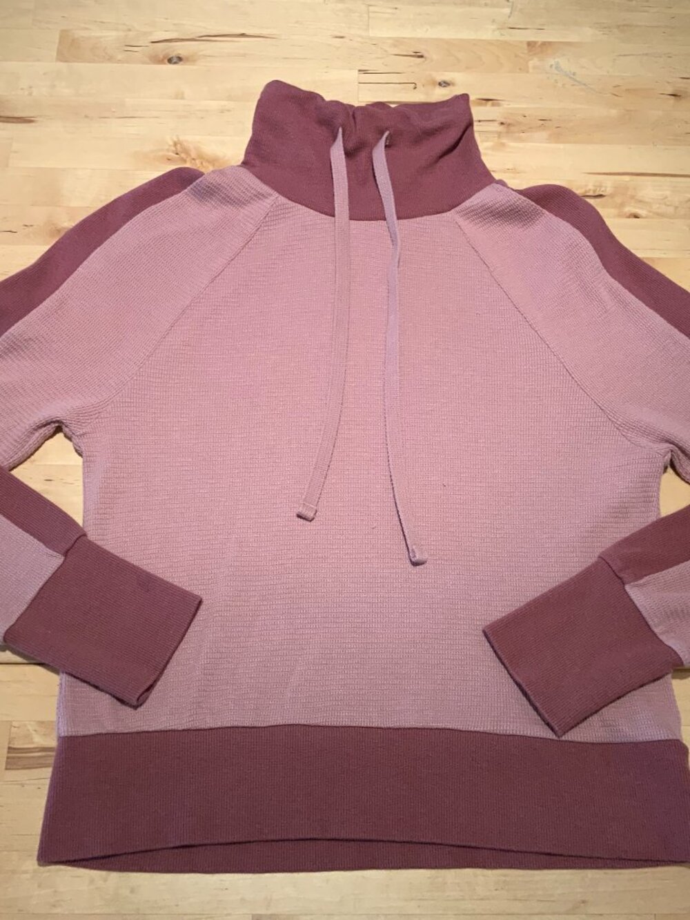 Monrow Funnel Neck Thermal Sweatshirt XS Pink Colorblock Pullover Cozy Lounge To